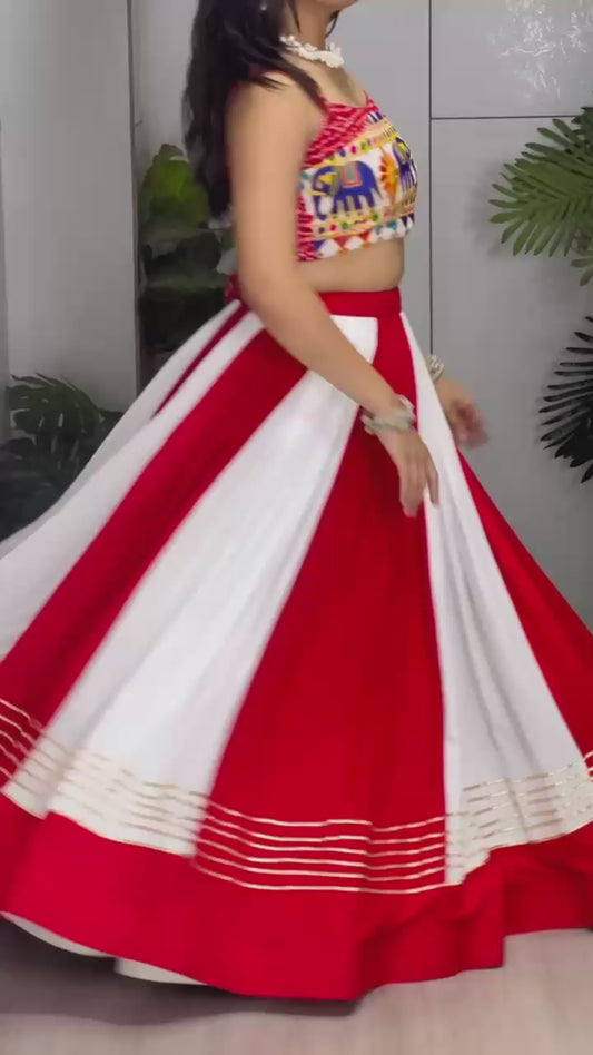 Navratri Special Rayon Cotton Chaniya Choli Set with Gamthi Work