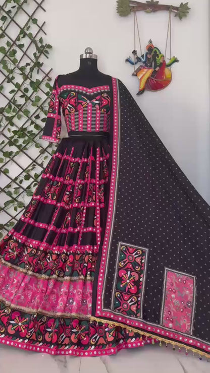 Navratri Special Muslin Cotton Chaniya Choli Set with Real Mirror Work