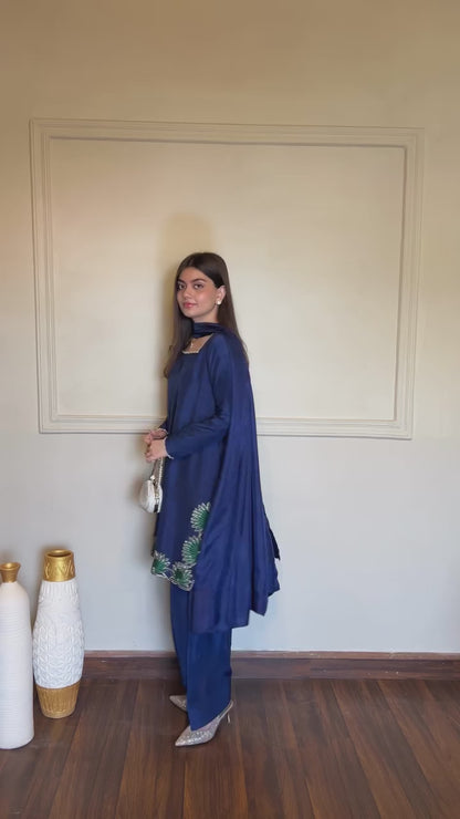 Designer American Silk Farshi Palazzo Set with Dupatta