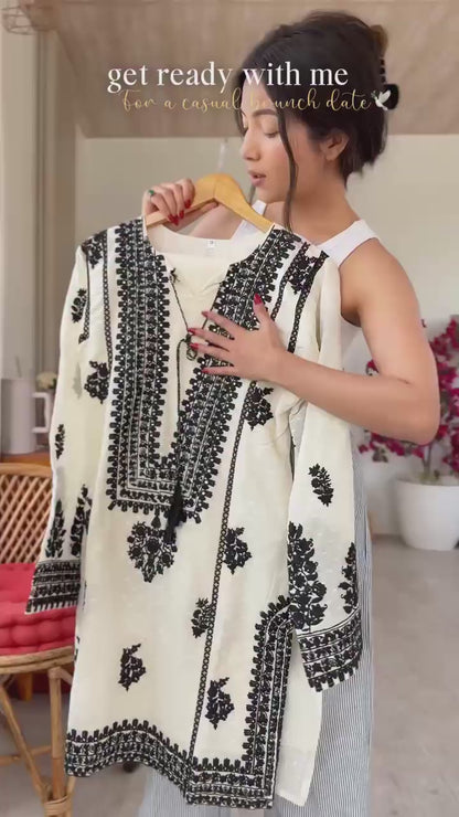 Rayon Butti Silk Embroidered Top & Bottom Co-Ord Set