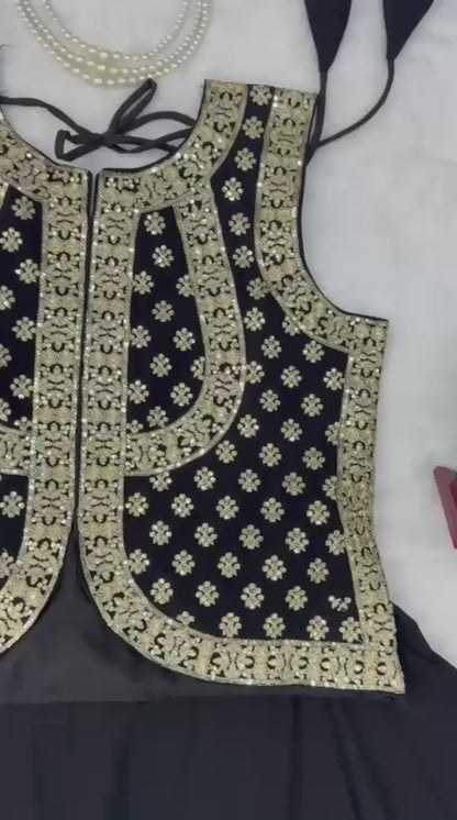 Faux Georgette Thread & Sequence Work Lehenga Set