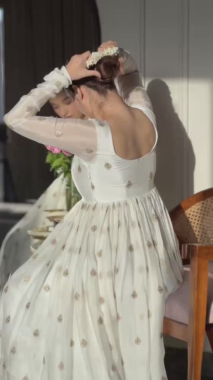 White Anarkali Suit