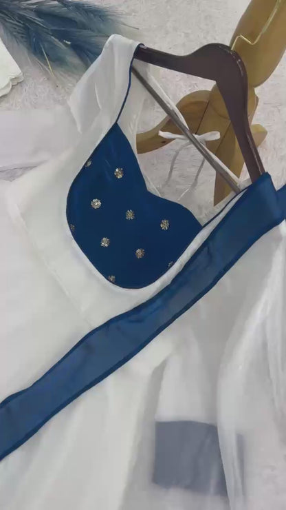Heavy Fendy Silk Embroidered Anarkali Gown Set with Bottom & Dupatta